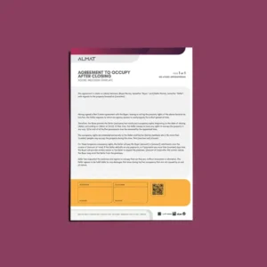 Almat Agreement to Occupy After Closing A4 Template